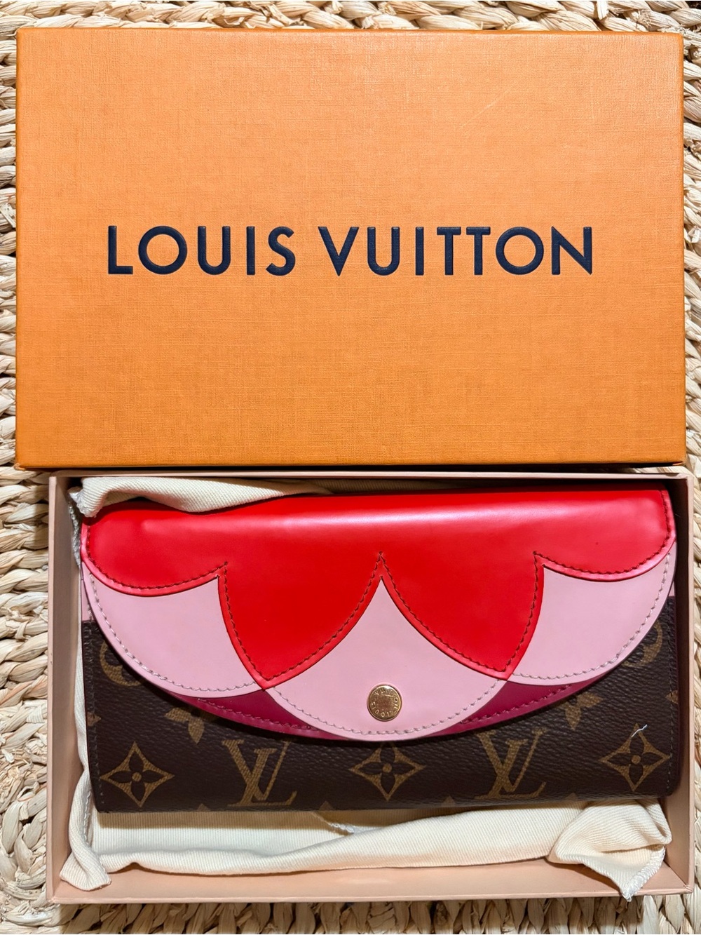 Louis Vuitton Red & Pink Monogram Scalloped Flap Wallet